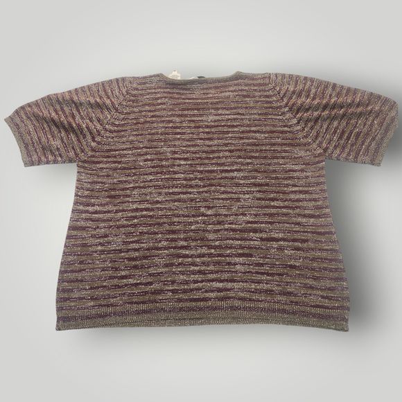 VTG Caroline Kendrick Women's M Gold Burgundy SILK Blend Short Sleeve Sweater - Picture 6 of 8